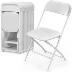 SHOWLU FASHION STORE 20 Pack-White / United States VINGLI 20 Pack White Plastic Folding Chair, Indoor Outdoor Portable Stackable Commercial Seat with Steel Frame 350lb