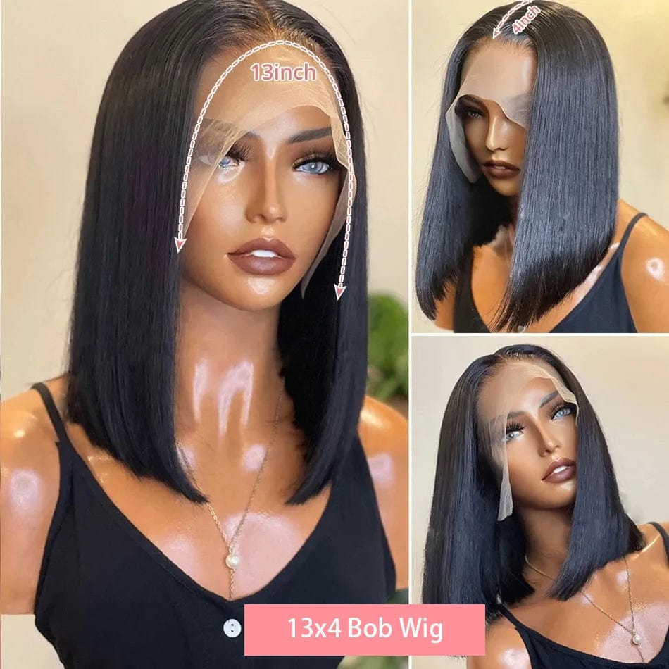 SHOWLU FASHION STORE 200% Density Short Bob Wig 13x4 Lace Front Human Hair Wig 4x4 Transparent Lace Frontal Wigs For Women 100% Human Hair 12 14 Inch