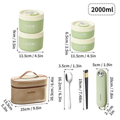  Showlu Fashion Store 2000ML Green WORTHBUY Portable Sealed Thermal Lunch Box For Kids Stackable Microwave 304 Stainless Steel Bento Box Insulated Food Container