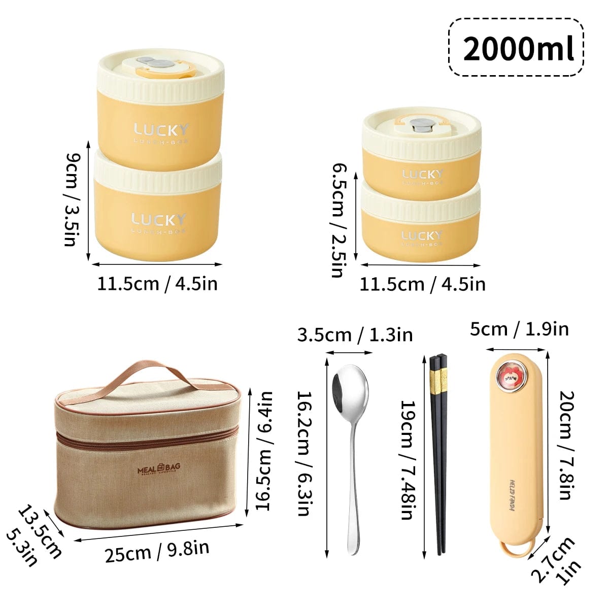  Showlu Fashion Store 2000ML Yellow WORTHBUY Portable Sealed Thermal Lunch Box For Kids Stackable Microwave 304 Stainless Steel Bento Box Insulated Food Container