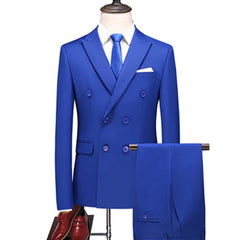 SHOWLU FASHION STORE 2022 Fashion New Men's Business Double Breasted Solid Color Suit Coat / Male Slim Wedding 2 Pieces Blazers Jacket Pants Trousers