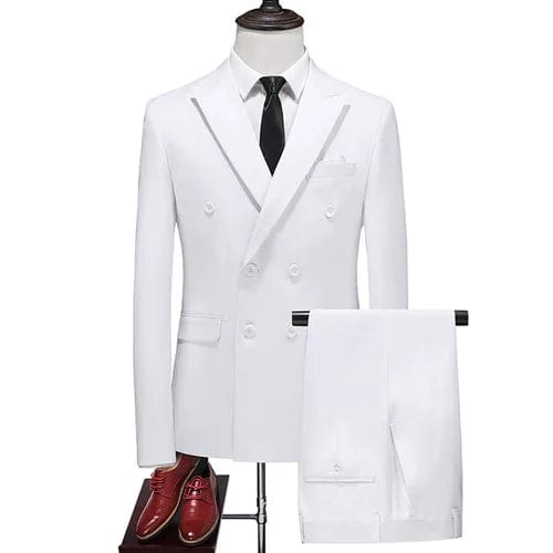 SHOWLU FASHION STORE 2022 Fashion New Men's Business Double Breasted Solid Color Suit Coat / Male Slim Wedding 2 Pieces Blazers Jacket Pants Trousers