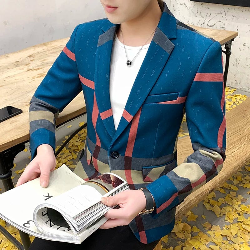 SHOWLU FASHION STORE 2023 Fashion New Men's Casual Suit Jacket Boutique Business Dress Suit Coat British Style Male Houndstooth Grid Plaid Blazers