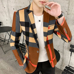 SHOWLU FASHION STORE 2023 Fashion New Men's Casual Suit Jacket Boutique Business Dress Suit Coat British Style Male Houndstooth Grid Plaid Blazers