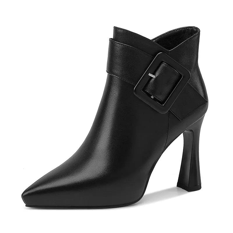 Showlu Fashion Store 2023 Hot Sale Ladies Shoes Ankle Women's Boots Elegant Modern Boots Women Solid Buckle Zipper Pointed Toe High Heel Female Shoes