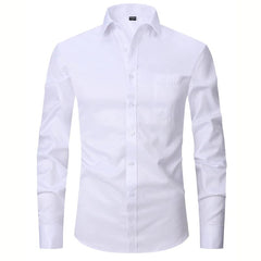 Showlu Fashion Store 2023 Men French Cuff Dress Shirt Cufflinks  New White Long Sleeve Casual Buttons Male Brand Shirts Regular Fit Clothes