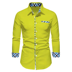 SHOWLU FASHION STORE 2023 Men's Hot Selling Business Office Long Sleeve Solid Color Spliced Shirt Outdoor Street Leisure High Quality Fabric Polo Top