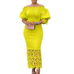 SHOWLU FASHION STORE 2023 Summer African Dresses for Women Club Outfits Dashiki Ankara Evening Party Robe Femme Lace Bodycon Dress Africa Clothing