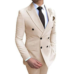 SHOWLU FASHION STORE 2023 Wedding Suits Men Business Fashion 2 Piece Set Slim Jacket Dress Blazers Coat Pants Trousers Solid Color Double Breasted