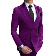 SHOWLU FASHION STORE 2023 Wedding Suits Men Business Fashion 2 Piece Set Slim Jacket Dress Blazers Coat Pants Trousers Solid Color Double Breasted