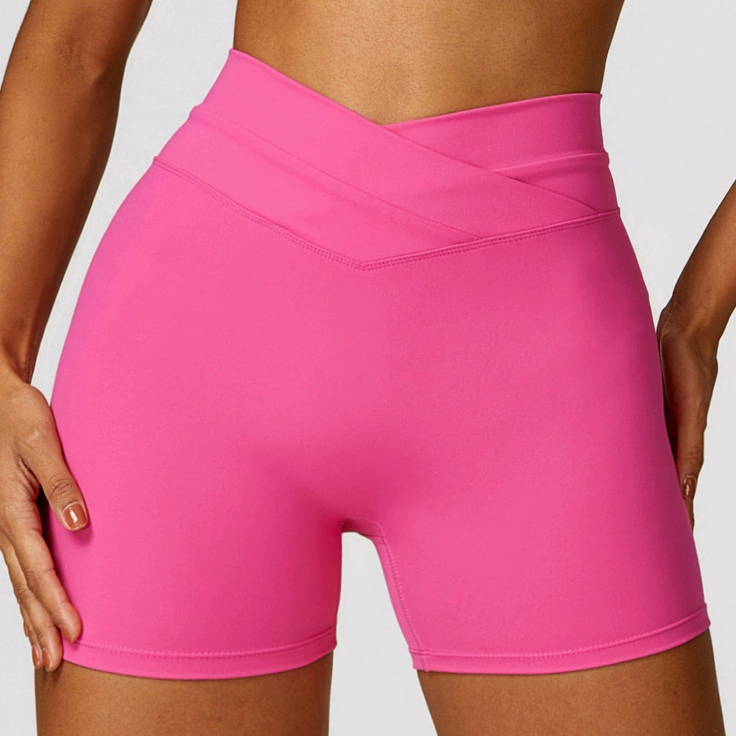 Showlu Fashion Store 2024 Fashion Skinny Hip Raise Yoga Shorts Brushed Cross High Waist Workout Shorts Outwear Running Workout Pants Female