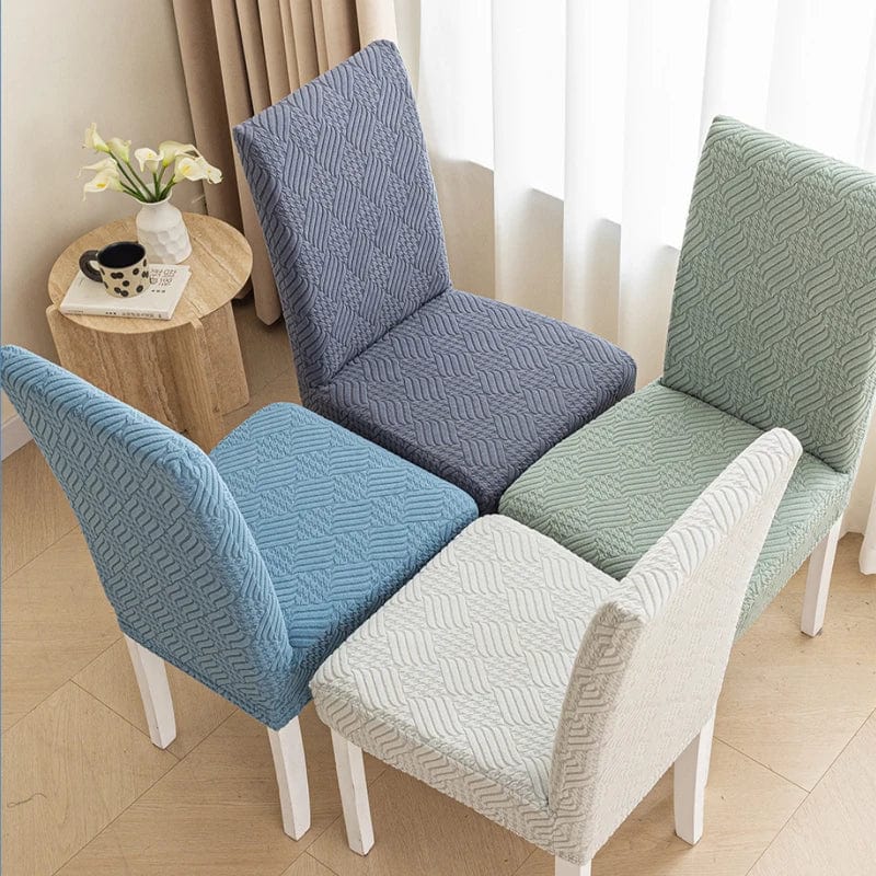 Showlu Fashion Store 2024 New Soft Plaid Velvet Chair Covers Thickened Spandex Table Chair Cover Stretch Slipcove For Dining Elastic Home Textiles