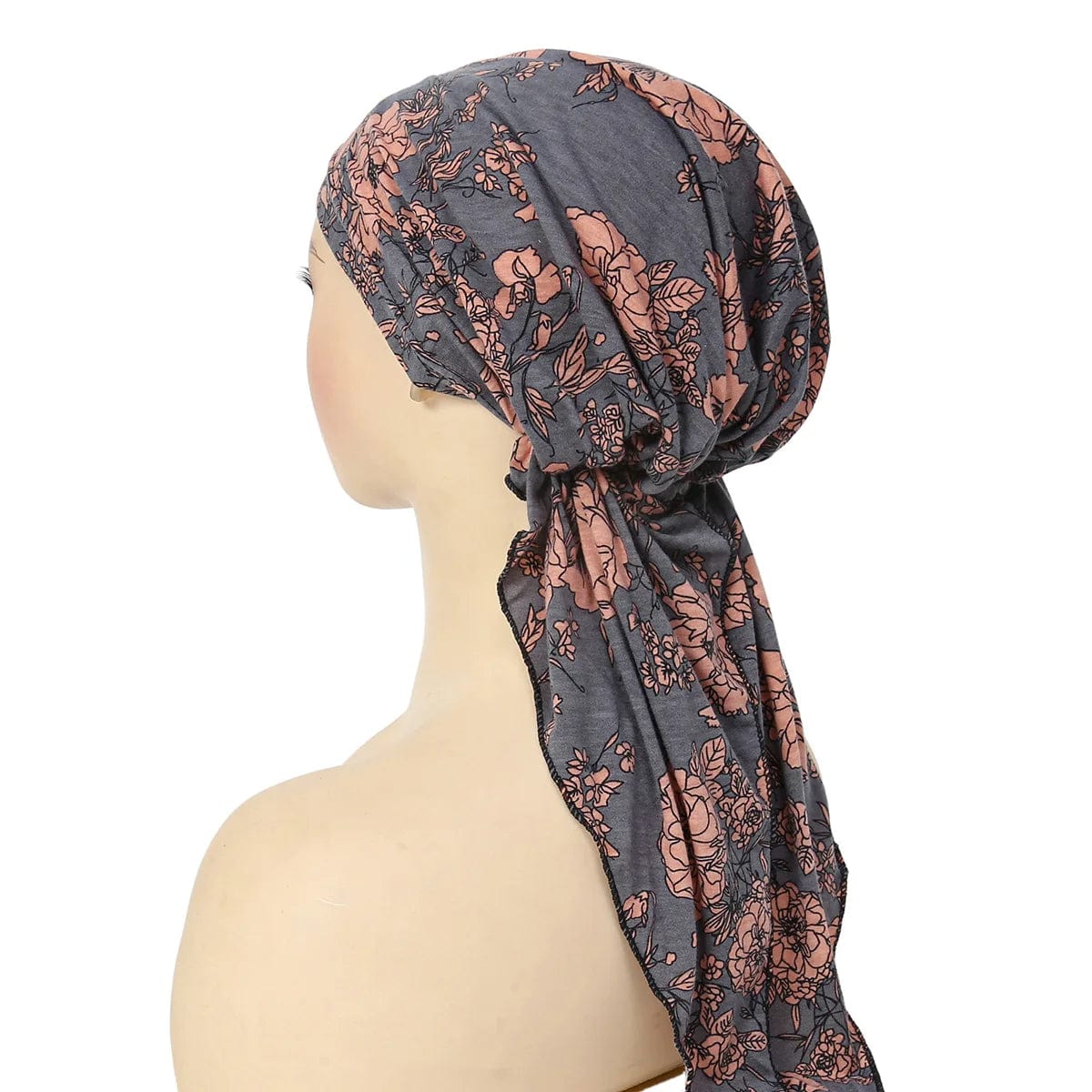 SHOWLU FASHION STORE 2024 New Women Pre-Tied Turban Cap Muslim Hijab Cancer Chemo Flower Print Hat Cover Hair Loss Head Scarf Wrap Strech Bandana