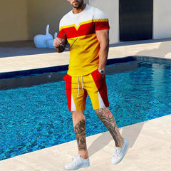 SHOWLU FASHION STORE 2024 Summer 2 Pieces T-Shirt Shorts Set Men Sportswear Tshirts Suit Fitness Oversized Street Short Sleeve With Pants Tracksuit