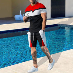 SHOWLU FASHION STORE 2024 Summer 2 Pieces T-Shirt Shorts Set Men Sportswear Tshirts Suit Fitness Oversized Street Short Sleeve With Pants Tracksuit