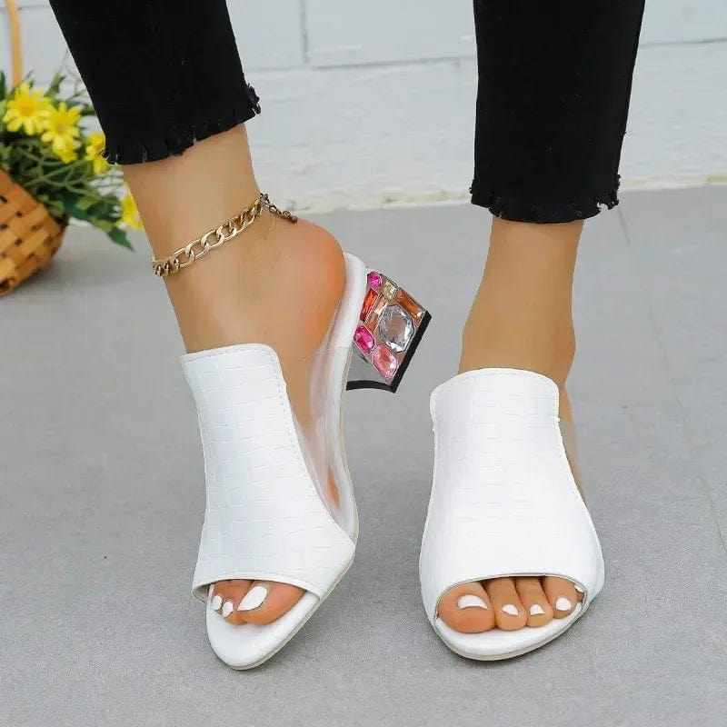 Showlu Fashion Store 2024 Women's Summer New Fashion Fish Mouth Designer Square Heel Comfort Sandals Women's Outdoor Casual Party Banquet High Heels