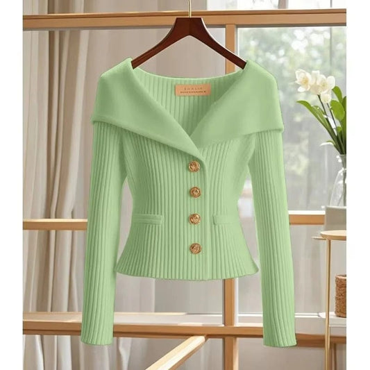 SHOWLU FASHION STORE 2025 Spring Autumn New Women Short Cardigan Sweater High Quality Chic Long Sleeve Casual Knitwear Female Bottoming Shirts Tops