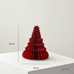  Showlu Fashion Store 20cm red C Nuoqi Christmas Tree Ornaments Honeycomb Mini Christmas Tree Christmas Origami Decoration Scene Layout Props Gift Ornament