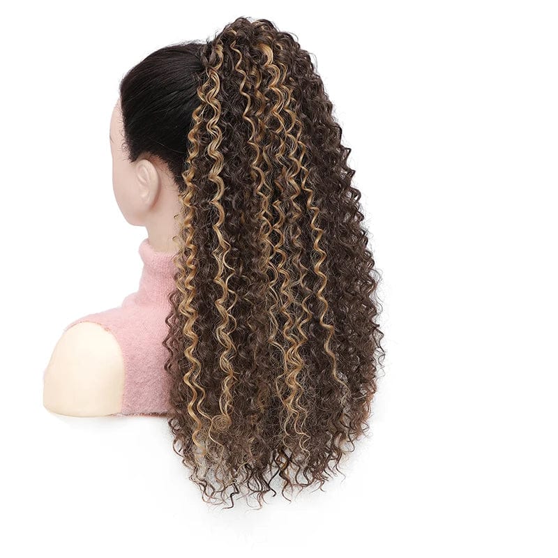 Showlu Kinky Curly Drawstring Ponytail extension, 20 inches long, synthetic afro puff hair for women, curly and fluffy.