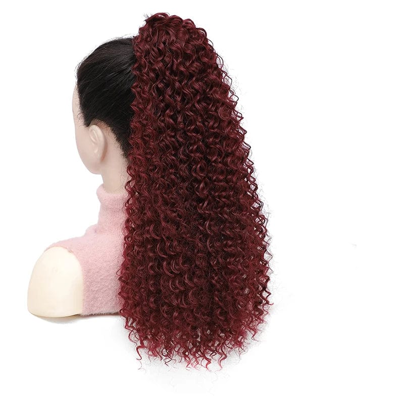 Showlu Kinky Curly Drawstring Ponytail extension, 20-inch synthetic hair with curly, afro puff style for women.