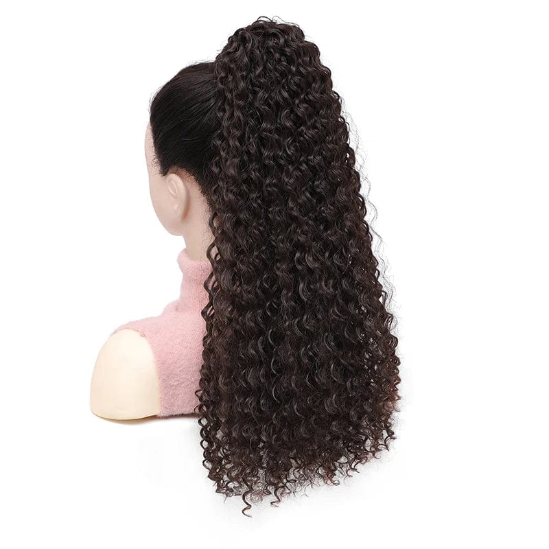 Showlu Kinky Curly Drawstring Ponytail extension, 20 inches long, synthetic afro puff with curly, fluffy texture for women.