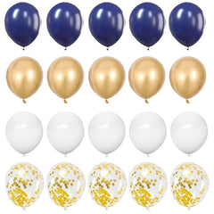 Showlu Fashion Store 20pcs 12inch Navy Blue Gold Confetti Metallic Balloons Happy Birthday Party Decorations Adult Kids Baby Shower Wedding Supplies