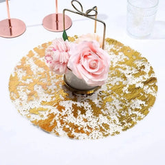 Showlu Fashion Store 20pcs Gold Round Foil Table Mat Table Place Mats Tea Dining Tableware Mats Pads Wedding Birthday Home Party Table Decoration