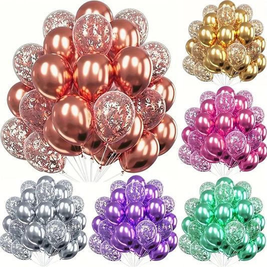 Showlu Fashion Store 20pcs Metallic Confetti Balloons Party Latex Balloons for Birthday Weddings Anniversary Valentine's Day Party Decorations