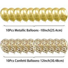 Showlu Fashion Store 20pcs Metallic Confetti Balloons Party Latex Balloons for Birthday Weddings Anniversary Valentine's Day Party Decorations