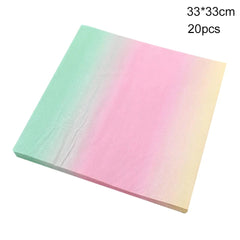  Showlu Fashion Store 20PCS Napkin Rainbow Tableware Set  for Birthday Party Decorations Rainbow Tableware Paper Plates Cups Napkins Tablecloth Dinner Disposable