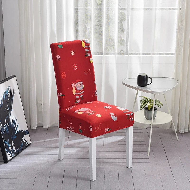  Showlu Fashion Store 21 / Universal Santa Chair Covers for Dining Room Christmas Removable Slipcovers for Dining Chair Red Spandex Kitchen Chair Slipcovers Set