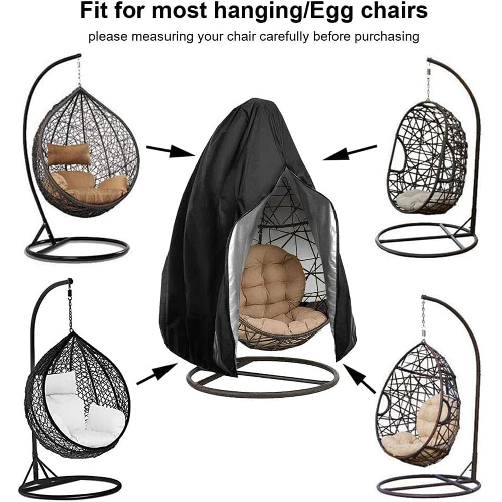  Showlu Fashion Store 210D Patio Hanging Egg Chair Cover Waterproof Wind-Proof Swing Egg Chair Cover With Zipper Buckle for Outdoor Wicker Single Seat