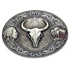 Showlu Fashion Store 22-194 Cheapify Dropshipping Western Cowboy Rodeo Freedom Belt Buckle for Men Retro Skull Cow Carved Designs Hebillas Para Cinturón