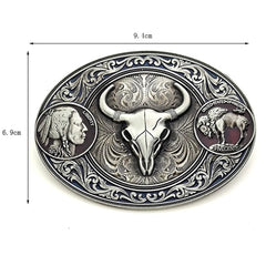 Showlu Fashion Store 22-194 Cheapify Dropshipping Western Cowboy Rodeo Freedom Belt Buckle for Men Retro Skull Cow Carved Designs Hebillas Para Cinturón