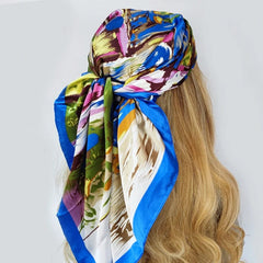 Showlu Fashion Store 22 / 90X90CM 90*90CM Kerchief Fashion Print Satin Silk Scarves Popular Colour Square Shawls Luxury Sunscreen New Headcloth foulard muffler