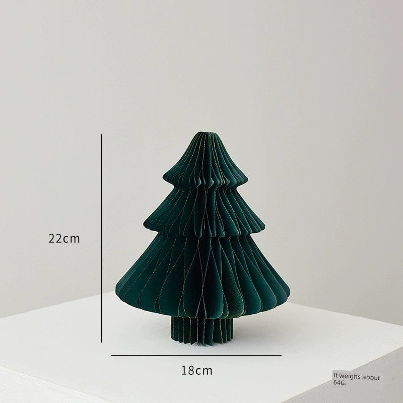  Showlu Fashion Store 22cm ink Green a Nuoqi Christmas Tree Ornaments Honeycomb Mini Christmas Tree Christmas Origami Decoration Scene Layout Props Gift Ornament