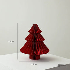  Showlu Fashion Store 22cm red A Nuoqi Christmas Tree Ornaments Honeycomb Mini Christmas Tree Christmas Origami Decoration Scene Layout Props Gift Ornament