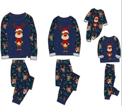 Showlu Fashion Store 2317 blue / Mother M 2023 Christmas Gift Deer Family Pajamas Flannel Hooded Jumpsuit Mother Father Kids Baby Matching Outfit Rompers Xmas Family Look