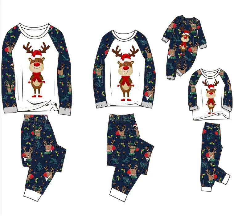 Showlu Fashion Store 2317 white / Mother M 2023 Christmas Gift Deer Family Pajamas Flannel Hooded Jumpsuit Mother Father Kids Baby Matching Outfit Rompers Xmas Family Look