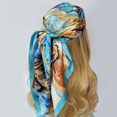 Showlu Fashion Store 24 / 90X90CM 90*90CM Kerchief Fashion Print Satin Silk Scarves Popular Colour Square Shawls Luxury Sunscreen New Headcloth foulard muffler