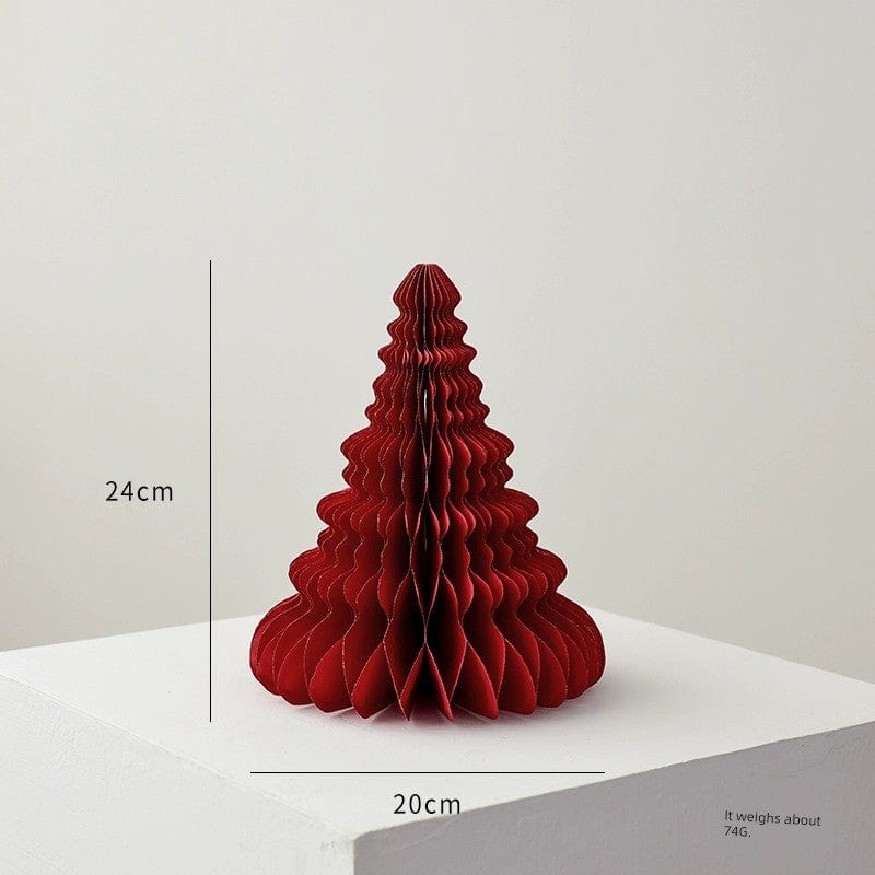  Showlu Fashion Store 24cm red C Nuoqi Christmas Tree Ornaments Honeycomb Mini Christmas Tree Christmas Origami Decoration Scene Layout Props Gift Ornament