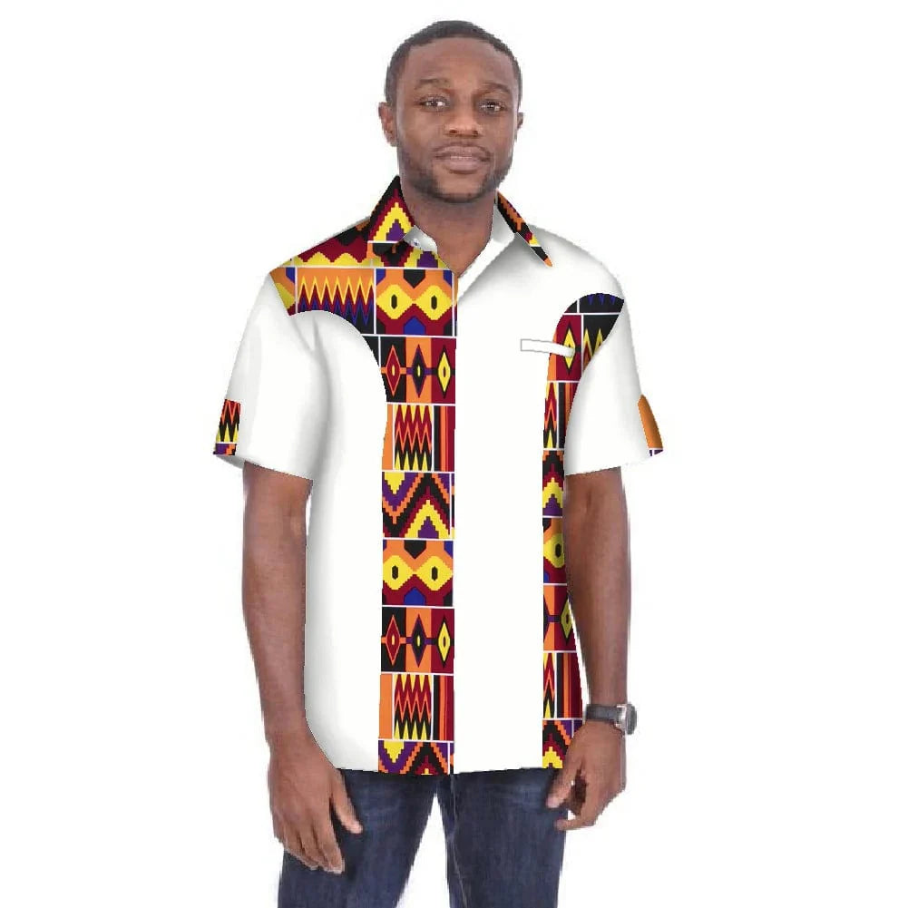 BintaRealWax men's dashiki shirt by SHOWLU FASHION STORE, 100% cotton African print top, plus size short-sleeve traditional men's shirt