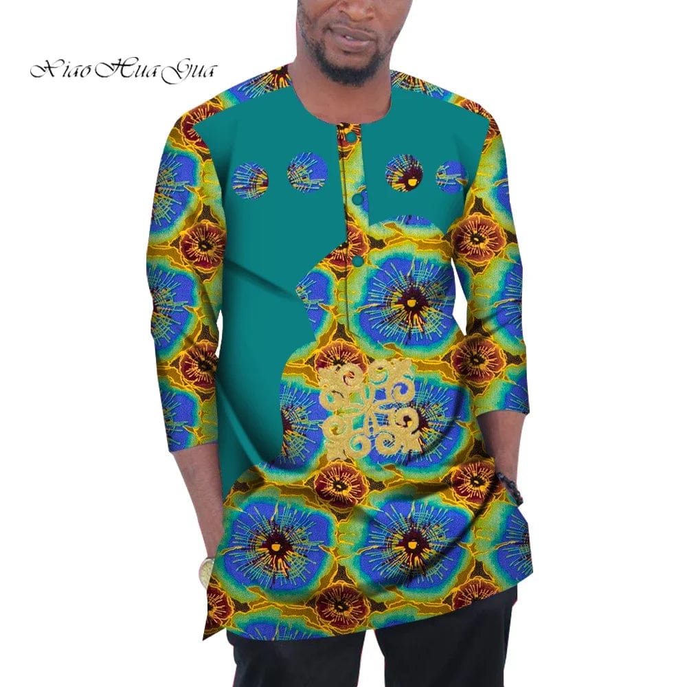 SHOWLU FASHION STORE 24FS1329 / XS Summer Men Patchwork Top Tees Dashiki African Clothes Bazin Riche African Design Clothing Casual Cotton Mens Top Shirts WYN977