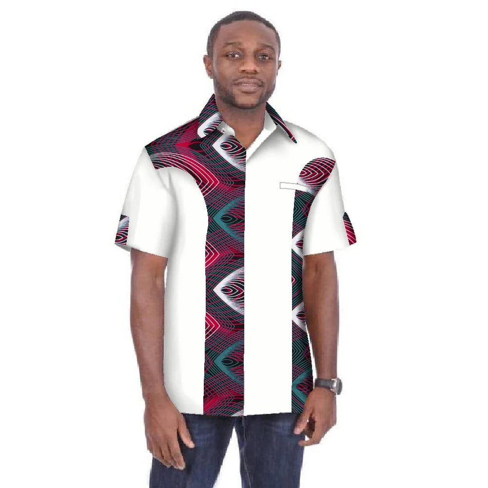 BintaRealWax men's dashiki shirt by SHOWLU FASHION STORE, 100% cotton African print short-sleeve top in plus size, traditional men's clothing