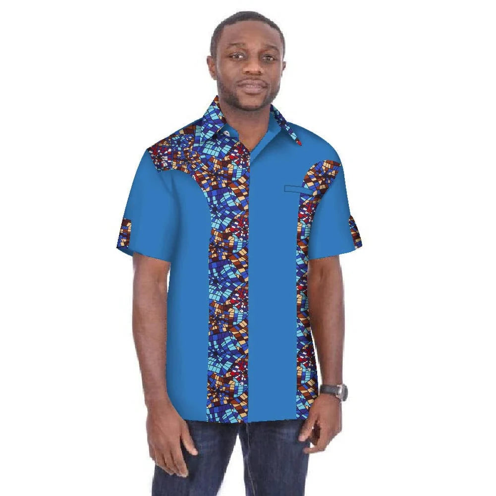BintaRealWax men's dashiki shirt by SHOWLU FASHION STORE, 100% cotton African print top, plus size short-sleeve traditional shirt