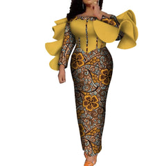 SHOWLU FASHION STORE 24fs1535 / XS Customized African Women Coat Dashiki Women Sexy Suspender Clothes Ankara Long Sleeve Slim Dress WY8837