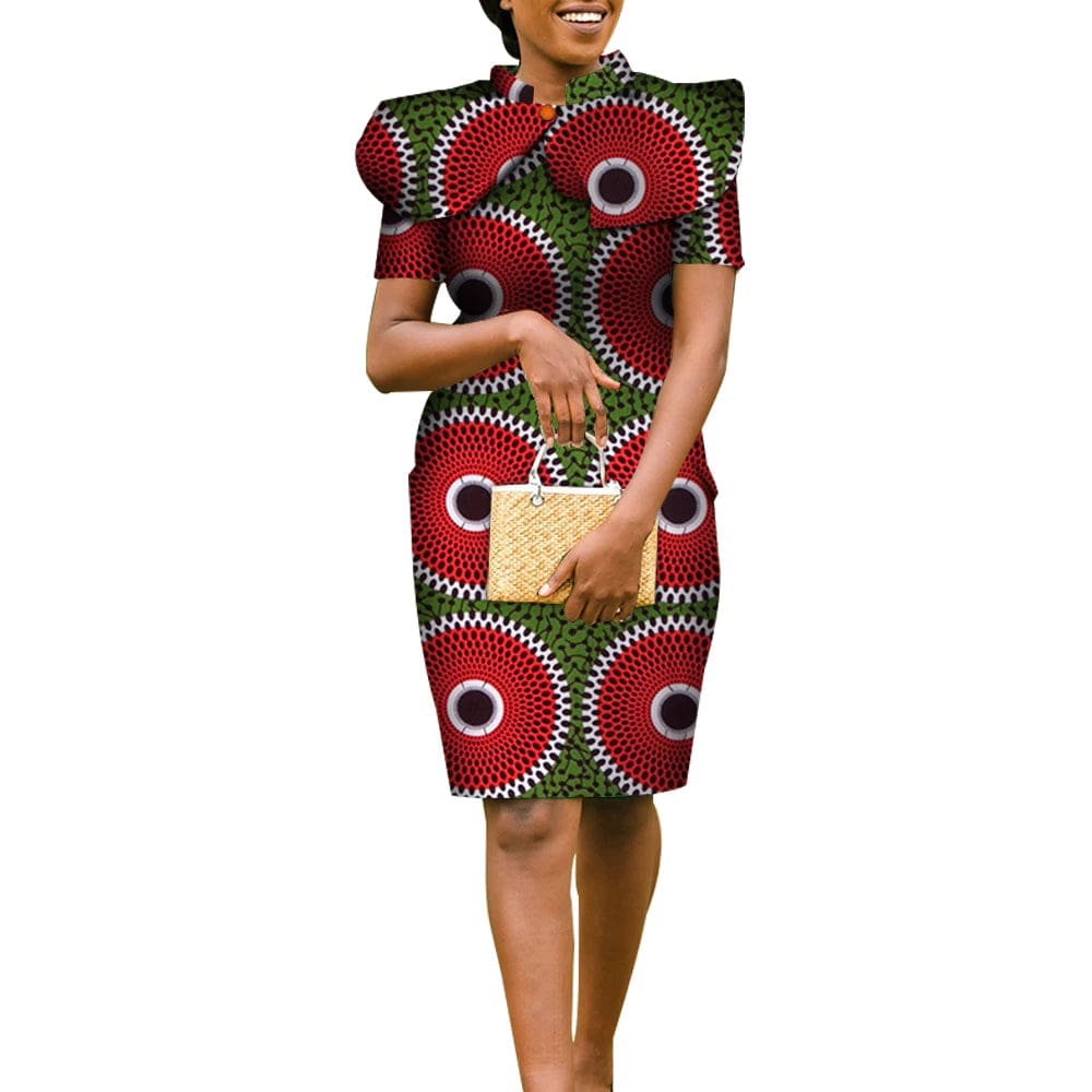 Orientar women's African Dashiki bronzing dress with shawl, Ankara pencil style in gold dust with cape, stylish and vibrant for special occasions.