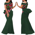 African print BintaRealWax long dress by SHOWLU FASHION STORE, featuring cotton applique, draped design, and traditional party wear style.
