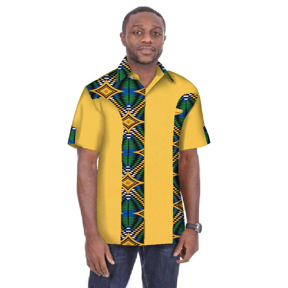 BintaRealWax men's dashiki shirt by SHOWLU FASHION STORE, 100% cotton African print short-sleeve top in plus size, 6XL.