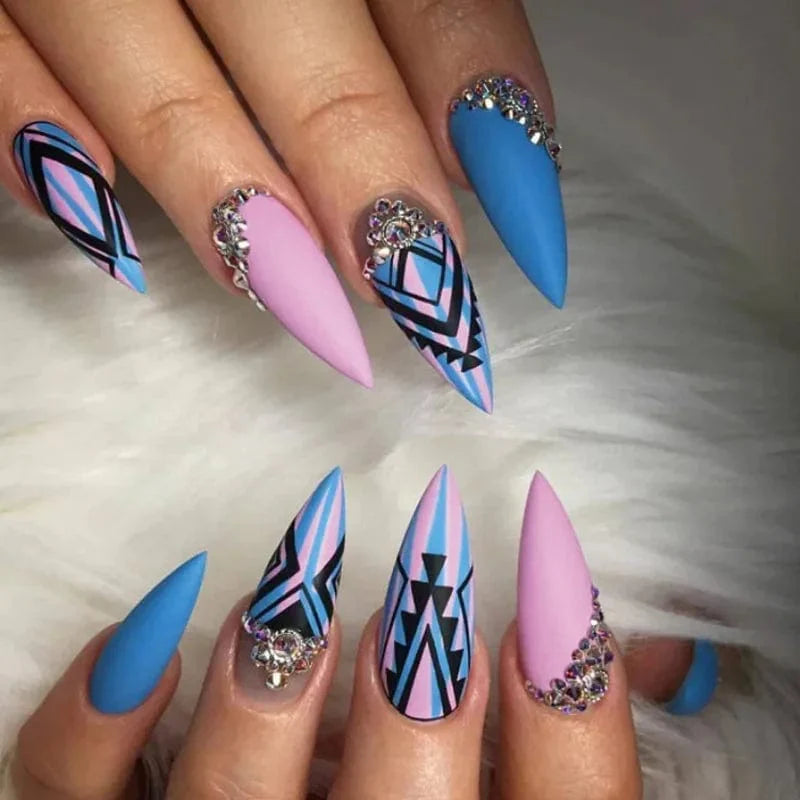 Light green stripe press-on nails by Showlu Fashion Store, 24 long coffin acrylic tips with gradient design and seamless full cover fit.